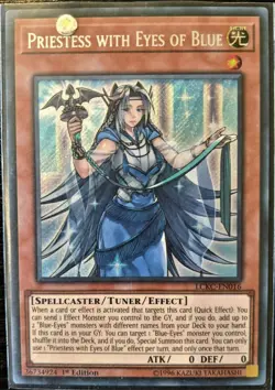 YuGiOh Priestess with Eyes of Blue Secret Rare LCKC-EN016 1st Edition NM - Image 1