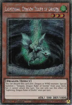 Yugioh Lightning, Dragon Ruler of Drafts RA03-EN257 - Platinum Secret Rare - Image 1