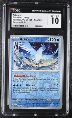 ARTICUNO Reverse Holo Pokemon Card Scarlet & Violet 151 #144 CGC 10 GEM MINT - Image 1