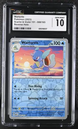 WARTORTLE Reverse Holo Pokemon Card Scarlet & Violet 151 #008 CGC 10 GEM MINT - Image 1