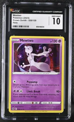 MEWTWO Holo Rare Pokemon Card Sword & Shield Crown Zenith #059 CGC 10 GEM MINT - Image 1