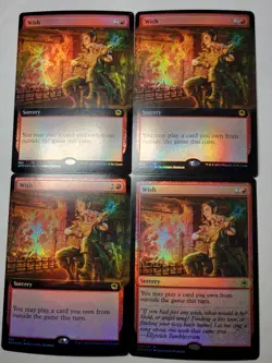 4x Wish -3 Ext Foil, 1 Foil- Forgotten Realms Rare AFR mtg NM/M - Image 1
