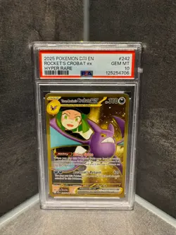 2025 POKEMON DRI EN-DESTINED RIVALS HYPER RARE TEAM ROCKET'S CROBAT EX PSA 10 - Image 1