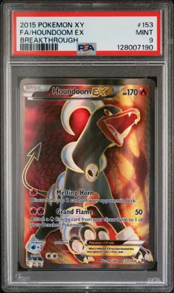 2015 POKEMON XY BREAKTHROUGH HOUNDOOM EX #153 PSA 9 MINT #128007190 - Image 1