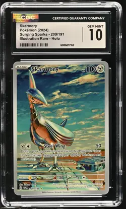 2024 Pokemon Skarmory 209/191 Surging Sparks IR Holo CGC 10 GEM MINT - Image 1