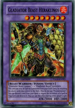 Yugioh Gladiator Beast Heraklinos TDGS-ENSE2 Limited Edition Super Rare NM - Image 1