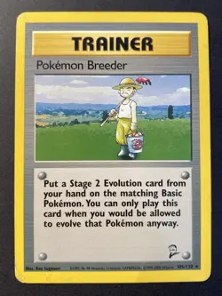 Pokemon Breeder 105/130 Trainer Rare Base Set 2 - Pokemon Card WOTC HP - Image 1