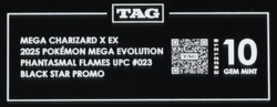 2025 Pokemon Phantasmal Flames UPC 023 Mega Charizard EX Black Star Promo TAG 10 - Image 3