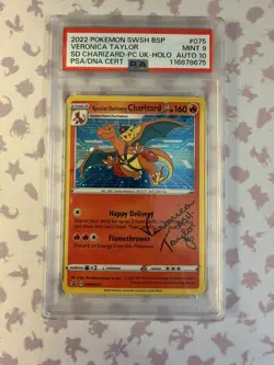 Veronica Taylor signed Special Delivery Charizard Promo Card 075 Holo PSA 9 - Image 1