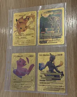 4x Pokemon Tcgp Lot Gold PTCGP Custom Fan Art Gift Cards Pikachu Umbreon Mewtwo - Image 1