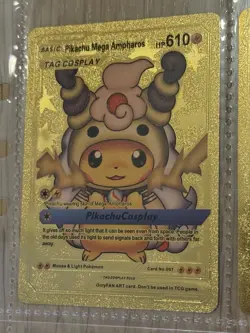 4x Pokemon Tcgp Lot Gold Cosplay Pikachu PTCGP Custom Fan Art Gift Cards UK - Image 2
