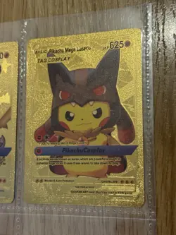 4x Pokemon Tcgp Lot Gold Cosplay Pikachu PTCGP Custom Fan Art Gift Cards UK - Image 3