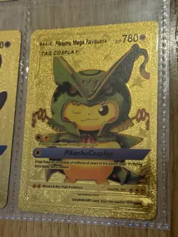 4x Pokemon Tcgp Lot Gold Cosplay Pikachu PTCGP Custom Fan Art Gift Cards UK - Image 4