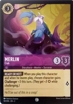 50/204 MERLIN CRAB RISE OF FLOODBORN COMMON DISNEY LORCANA CARD - Image 1