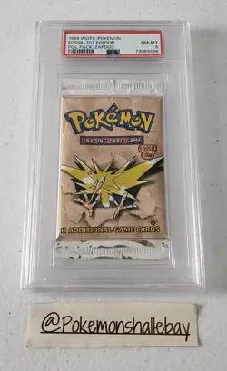 Pokemon Fossil 1st Edition Sealed Booster Pack *PSA 8 - NM-MT* Zapdos Artwork - Image 1