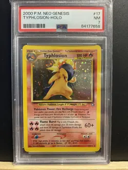 2000 Pokemon Neo Genesis #17 Typhlosion-Holo PSA 7 - Image 1