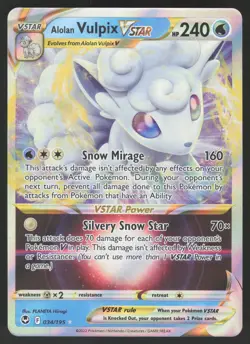 Alolan Vulpix VSTAR 034/195 Pokemon TCG Silver Tempest NM - Image 1