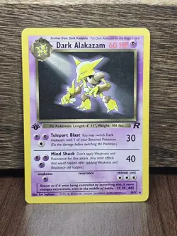 Pokemon TCG Dark Alakazam 1st Edition 18/82 Non-Holo Vintage 2000 NM/VLP - Image 1