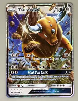 Tauros GX 100/149 Sun & Moon Base Pokemon Card TCG NM - Image 1