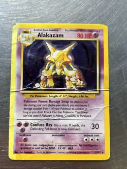 Alakazam 1/102 Rare Holo Pokemon Card WOTC Base Set Pokemon TCG - Image 1