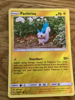 Pachirisu Pokemon Card 80/214 Reverse Holo- Used -Sun & Moon-Lost Thunder - Image 1