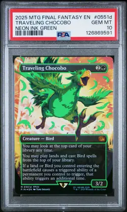 2025 MTG FINAL FANTASY COLORFUL CHOCOBOS-NEON INK GREEN TRAVELING CHOCOBO PSA 10 - Image 1