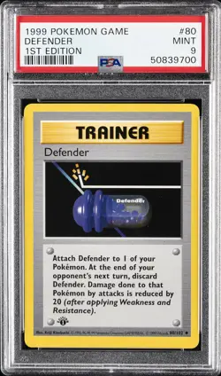 1999 POKEMON BASE SET 1ST EDITION #80 DEFENDER PSA 9 - Image 1
