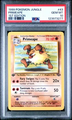1999 POKEMON JUNGLE 1ST ED #43 PRIMEAPE PSA 10 - Image 1