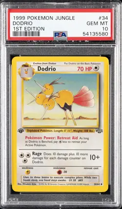 1999 POKEMON JUNGLE 1ST ED #34 DODRIO PSA 10 - Image 1