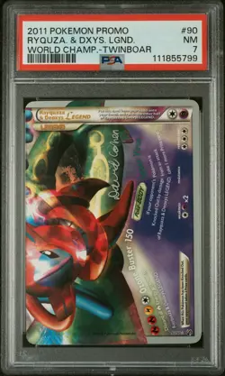 2011 POKEMON WORLD CHAMPIONSHIPS PROMO TWINBOAR RAYQUAZA & DEOXYS LEGEND PSA 7 - Image 1