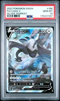 2022 POKEMON SWORD & SHIELD SILVER TEMPEST #186 FULL ART/LUGIA V PSA 10 - Image 1