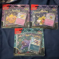 LOT OF 3 Pokemon TCG Paldean Fates Tech Sticker Collection Blister Pack Set NEW! - Image 1