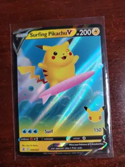 2021 Pokemon Celebrations #008/025 Surfing Pikachu V Mint - Image 1