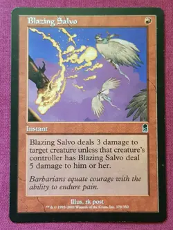 Magic The Gathering ODYSSEY BLAZING SALVO red card MTG corner bend - Image 1