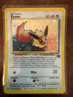 Eevee #11 Black Star Promo | WOTC 1999 Pokemon Vintage Holo Card LP - Image 1