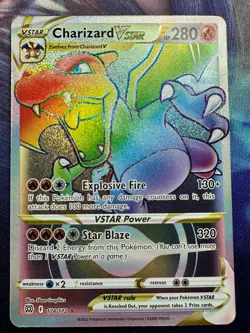 Pokemon TCG Brilliant Stars Charizard VSTAR Rainbow Secret Rare Card 174/172 - Image 1
