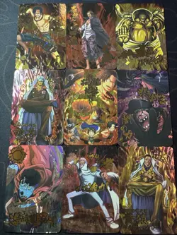 One Piece Set of 9 Ultra Rare Premium Foiled Collectible Anime Mega Cards #2 - Image 1