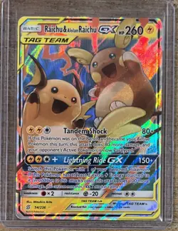 Raichu and Alolan Raichu EX Tag Team Unified Minds Pokemon Card - Image 1