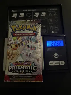 22.32g VERY HEAVY Prismatic Evolutions Pokemon Sealed Booster Pack New - Image 1