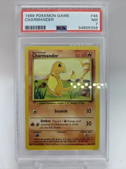 1999 Pokemon Base Set Unlimited Charmander 46/102 PSA 7 NM - Image 1