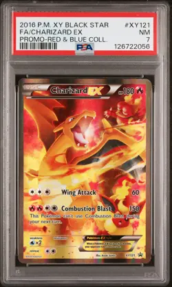 2016 POKEMON XY BLACK STAR PROMO RED & BLUE COLL FULL ART/CHARIZARD EX PSA 7 - Image 1