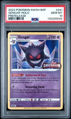 2022 Pokemon Sword & Shield BSP Gengar Holo Prerelease #241 PSA 10 Gem Mint - Image 1