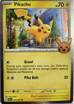 Pokemon Pikachu 018/091 Cosmo Holo Fart Swirls Trick Or Trade 2024 - Image 1