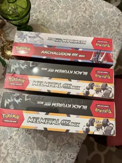 Sealed New Pokemon Melmetal/Black Kyurem and Archaludon/Reshiram EX Box Bundles - Image 1