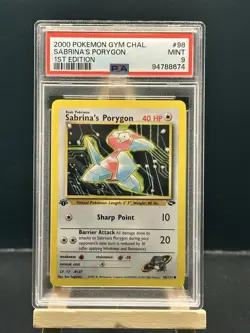 Sabrina’s Porygon 98/132 1st Edition 2000 Pokemon Gym Challenge PSA 9 Mint - Image 1