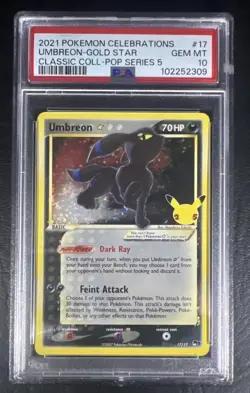 PSA 10 GEM MINT Pokemon Celebrations Umbreon Gold Star #17/17 - Image 1
