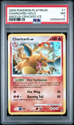 2009 Pokemon Platinum Charizard Arceus Cracked Ice 1/99 PSA 7 - Image 1