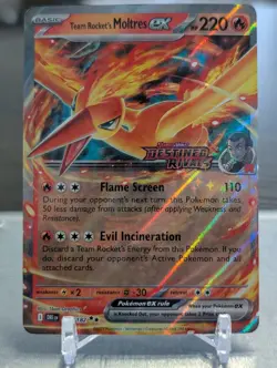 Team Rockets Moltres EX STAMPED 31/182: Pokemon TCG Destined Rivals Holo Rare - Image 1