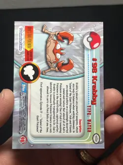 2000 Topps Pokemon TV Animation Series 2 Rainbow Foil Krabby #98 LP - Image 3