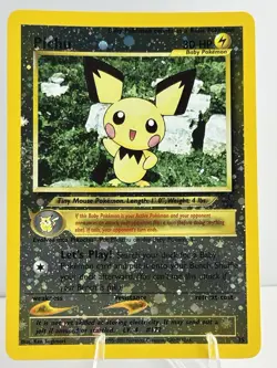 2001 Pokemon Black Star Promo #35 Pichu reverse foil holo Pokemon league LP/NM - Image 1